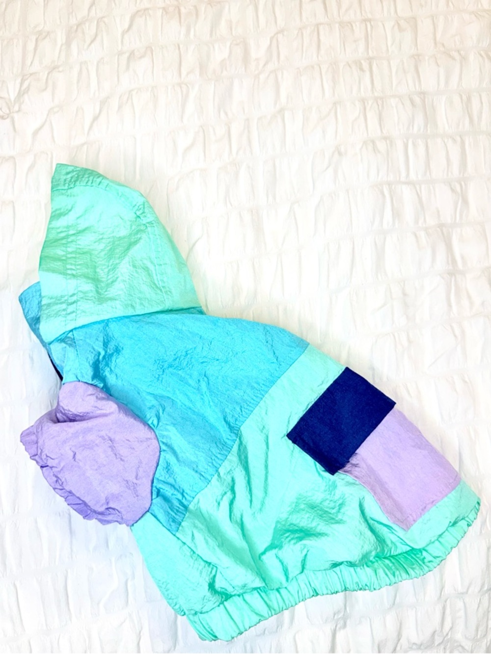 Dog Colorblock Hooded Raincoat - Mint, Teal & Lavender